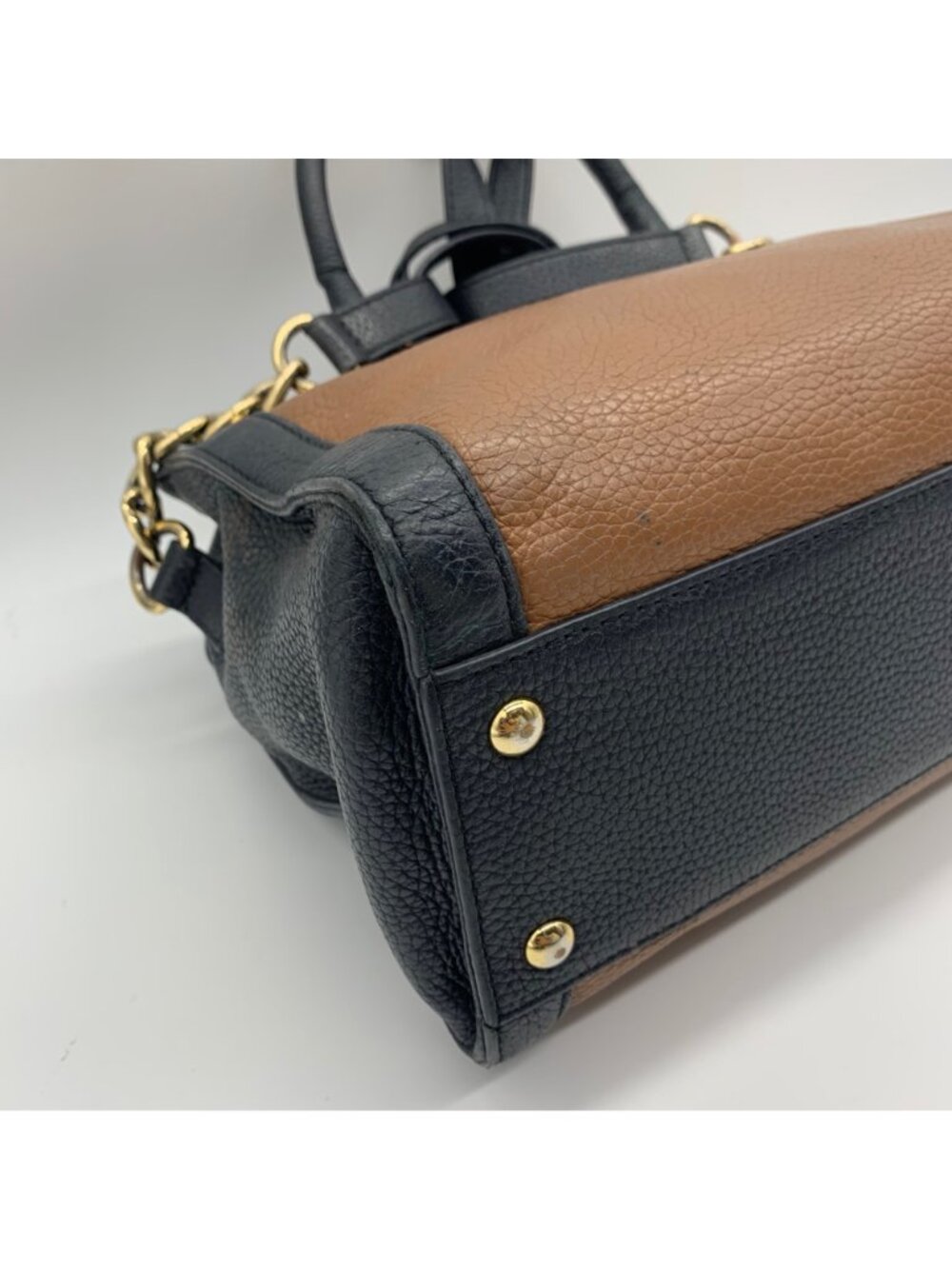 Michael Kors Hamilton Frame Black & Brown Satchel Bag - Picture 7 of 10